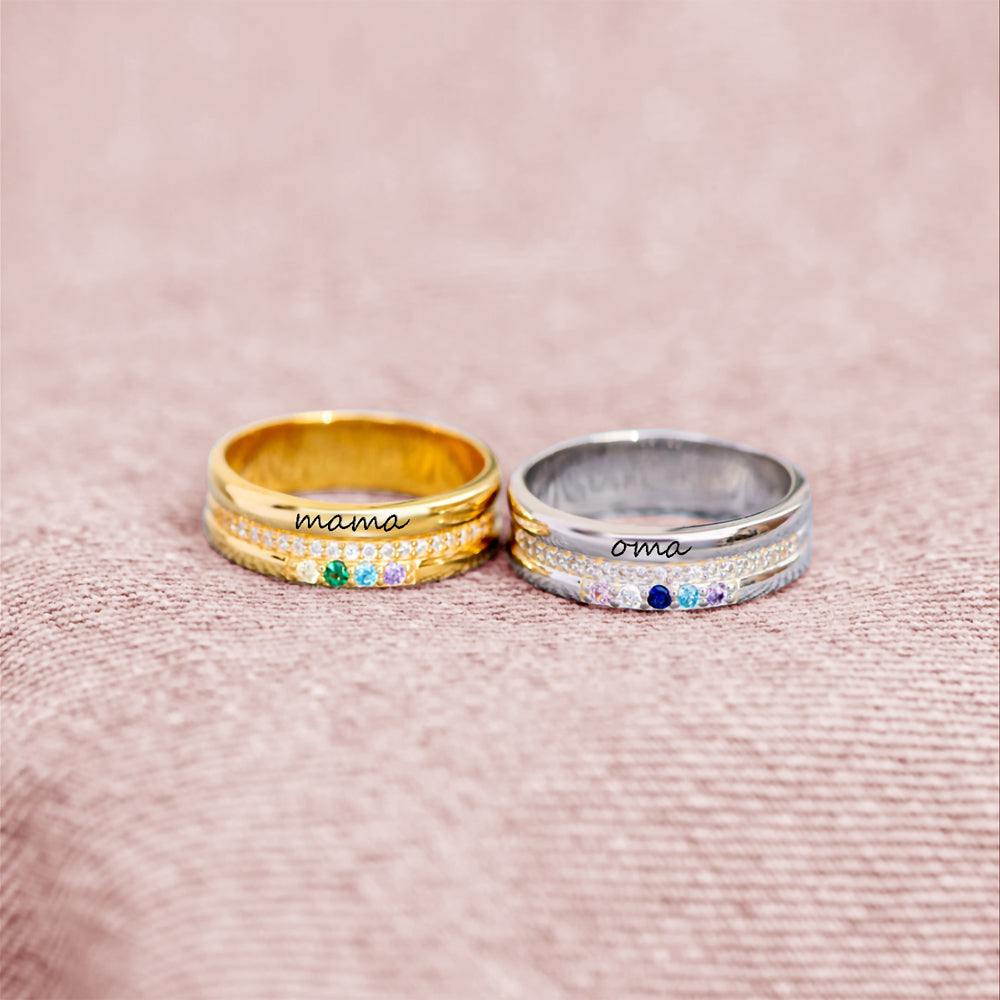 Custom Family Birthstone Ring for Mom Sterling Silver 925