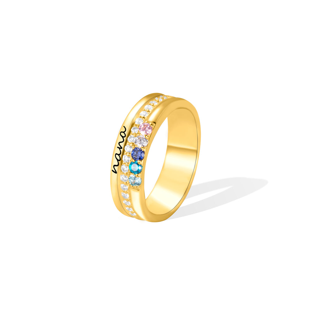 Custom Family Birthstone Ring for Mom Sterling Silver 925