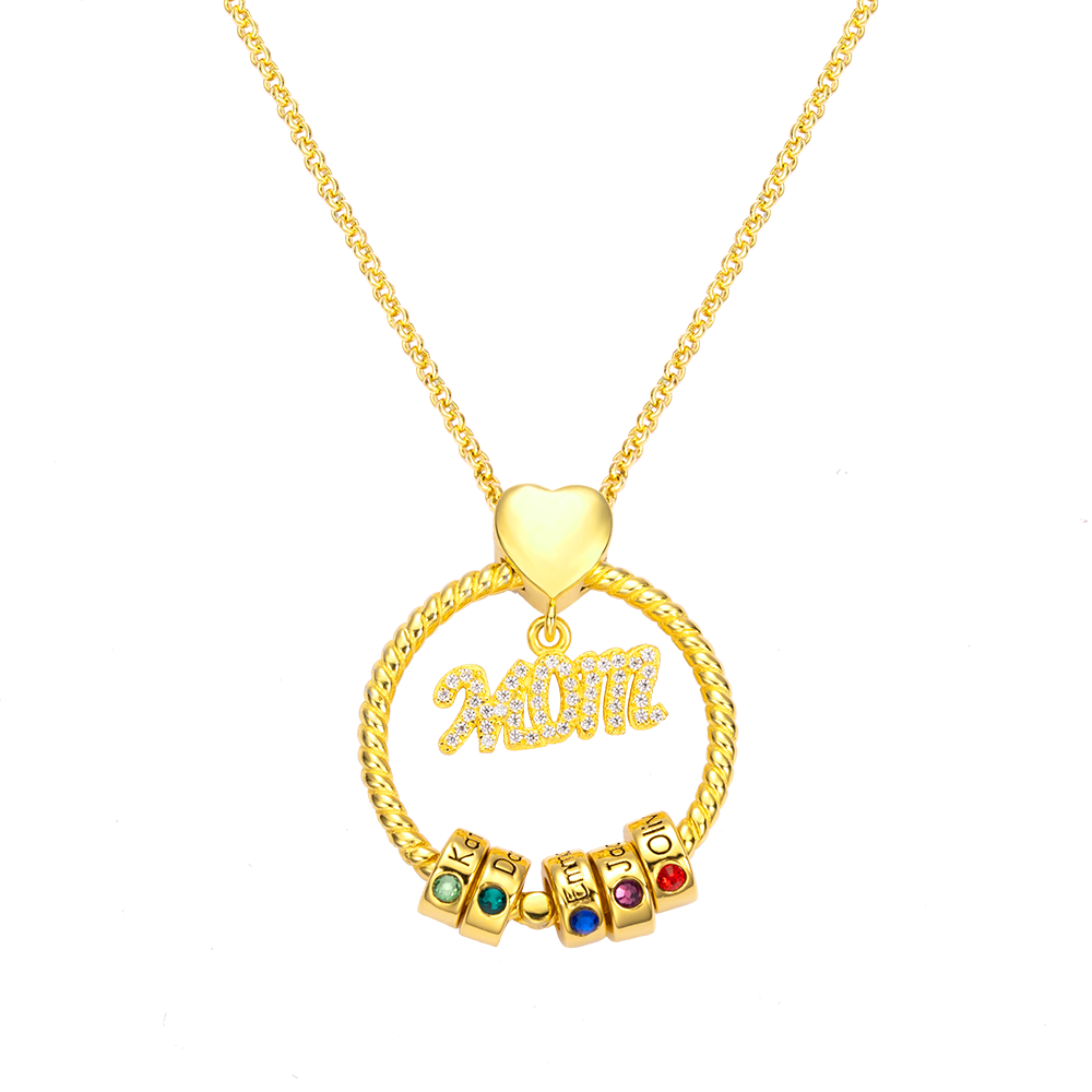 Personalized Mom mom necklace with kids name and birthstone