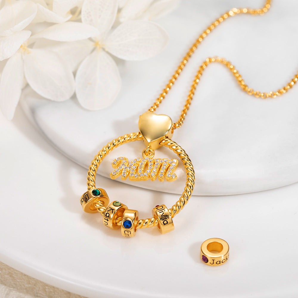 Personalized Mom mom necklace with kids name and birthstone
