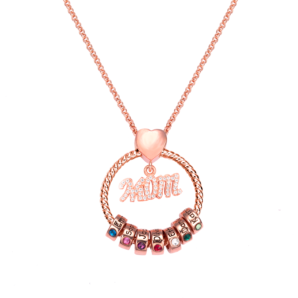 Personalized Mom mom necklace with kids name and birthstone