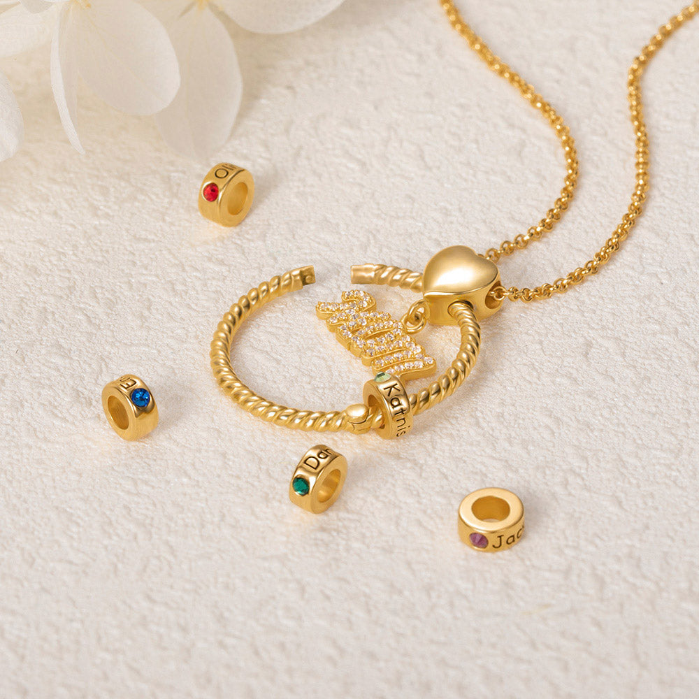 Personalized Mom mom necklace with kids name and birthstone