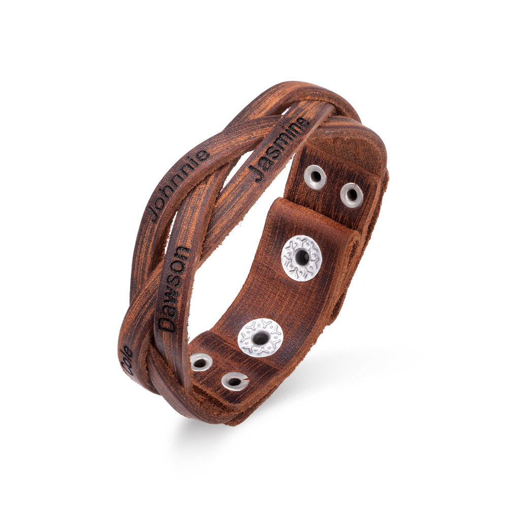 Personalized Name  Weave Leather Bracelet