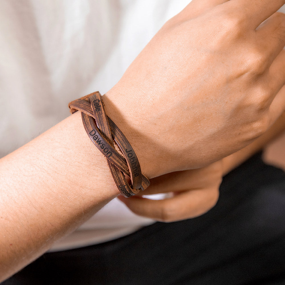 Personalized Name  Weave Leather Bracelet