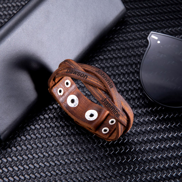 Personalized Name  Weave Leather Bracelet