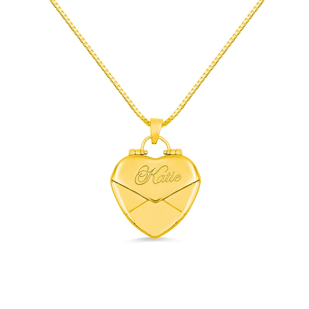 A Gold  custom heart shaped envelope  necklace
