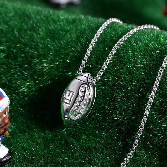 Custom Engraved Football Charm  Necklace