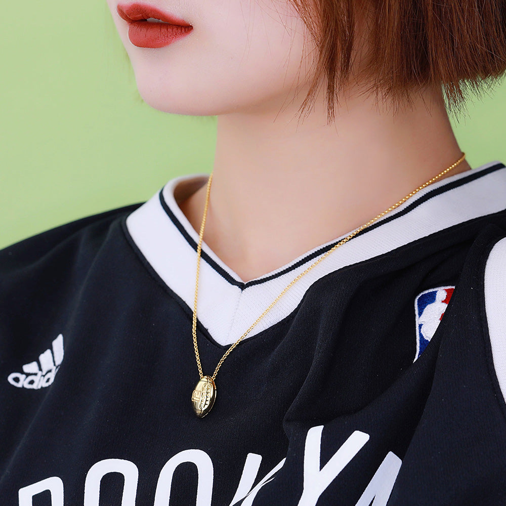 Custom Engraved Football Charm  Necklace