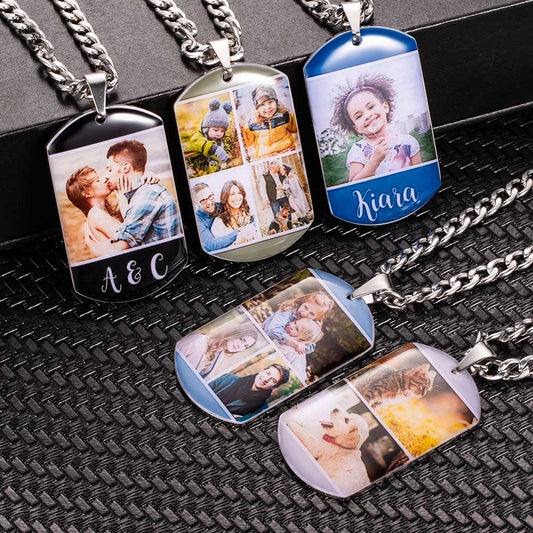 Custom Dog Tag Necklace with multiple photos