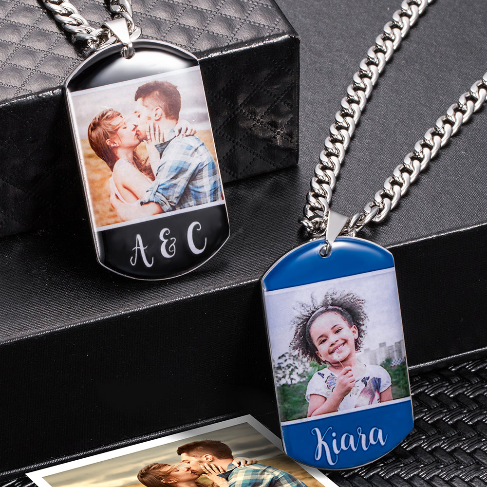 Custom Dog Tag Necklace with multiple photos