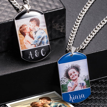 Custom Dog Tag Necklace with multiple photos