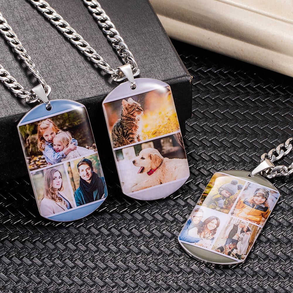 Custom Dog Tag Necklace with multiple photos
