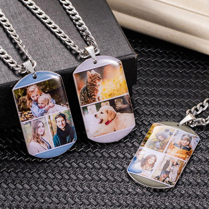 Custom Dog Tag Necklace with multiple photos
