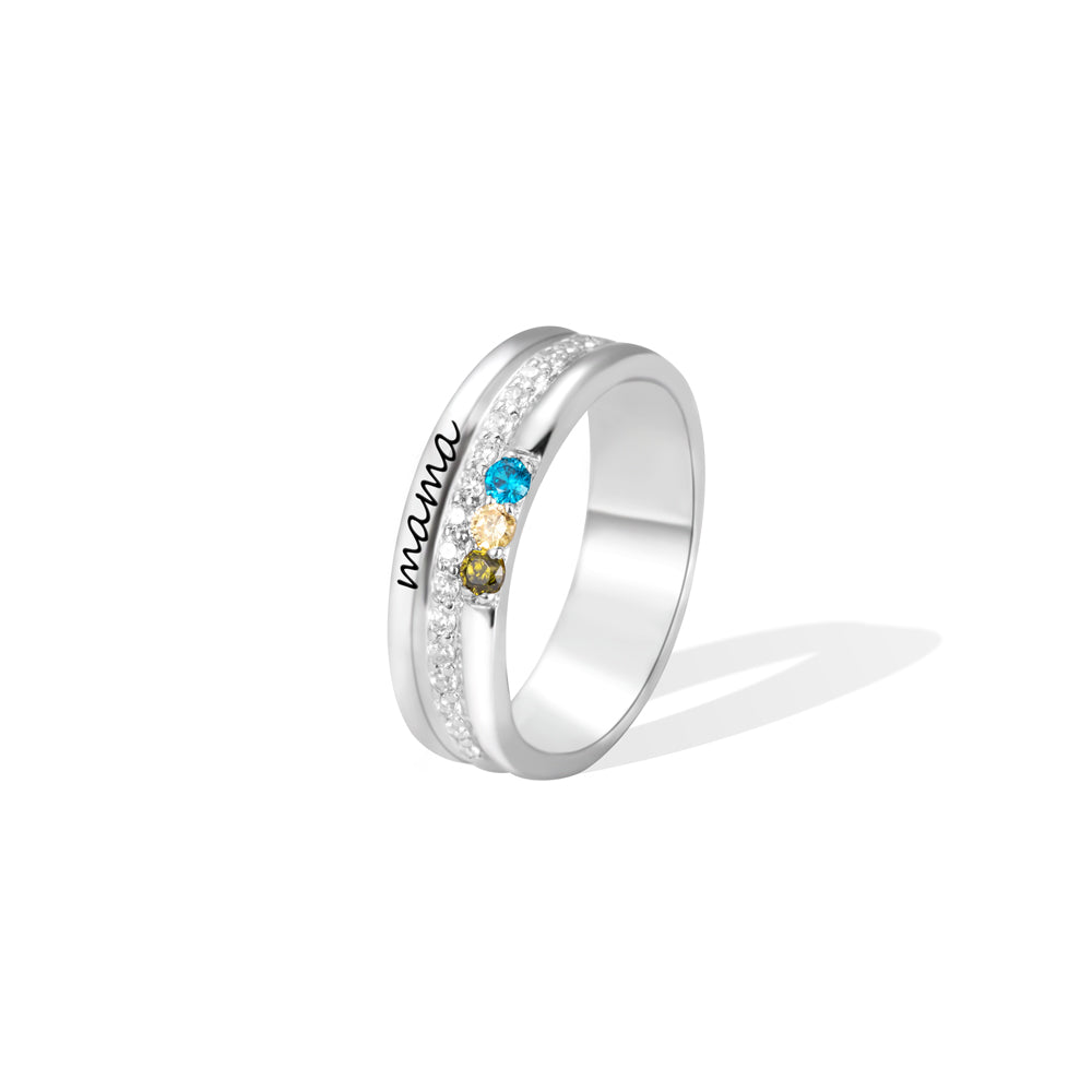 Custom Family Birthstone Ring for Mom Sterling Silver 925