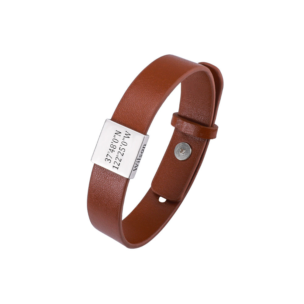 Mens Leather Bracelet Personalized