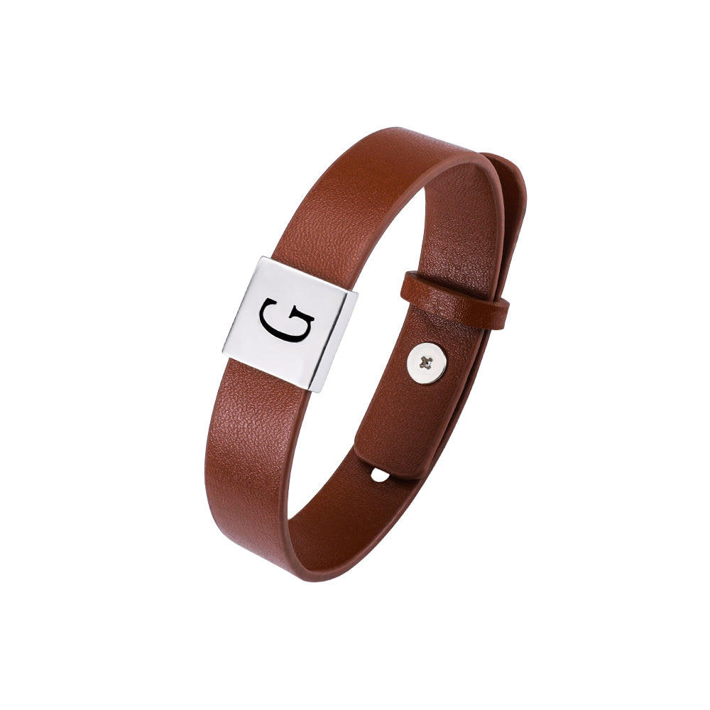 Mens Leather Bracelet Personalized