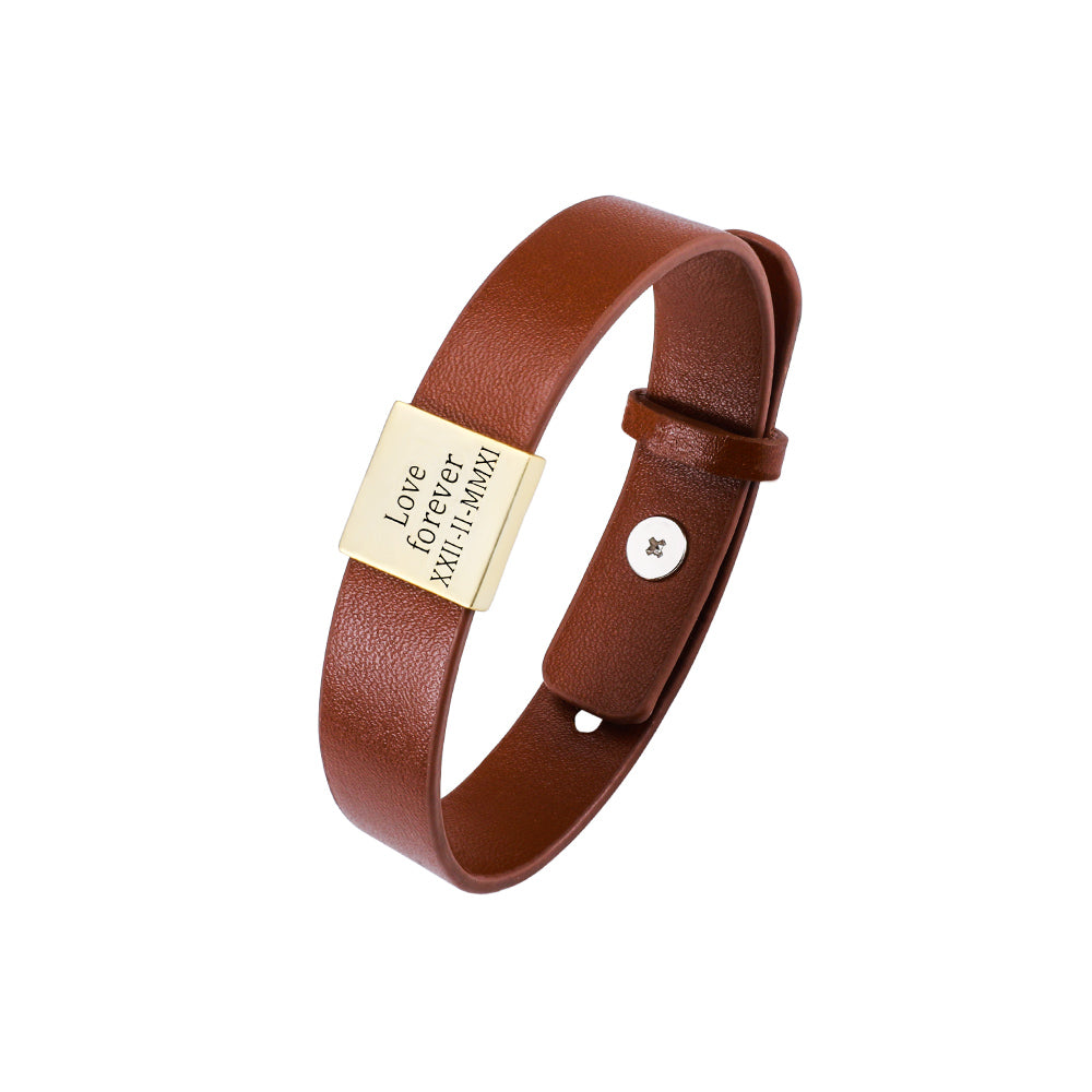 Mens Leather Bracelet Personalized