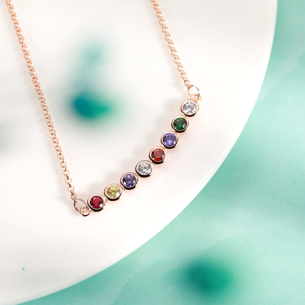 Personalized Dainty Family Circle Birthstone Necklace