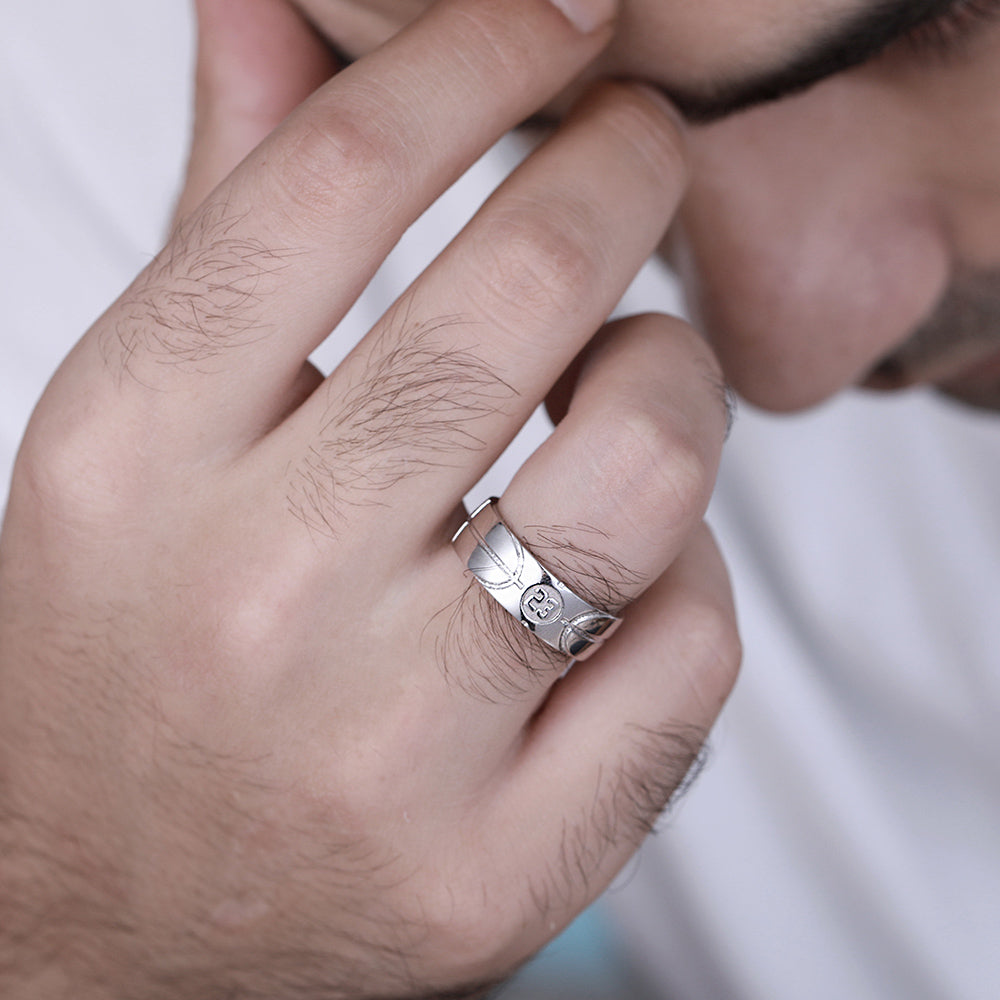 Custom Engraved Basketball Signet Ring in Silver