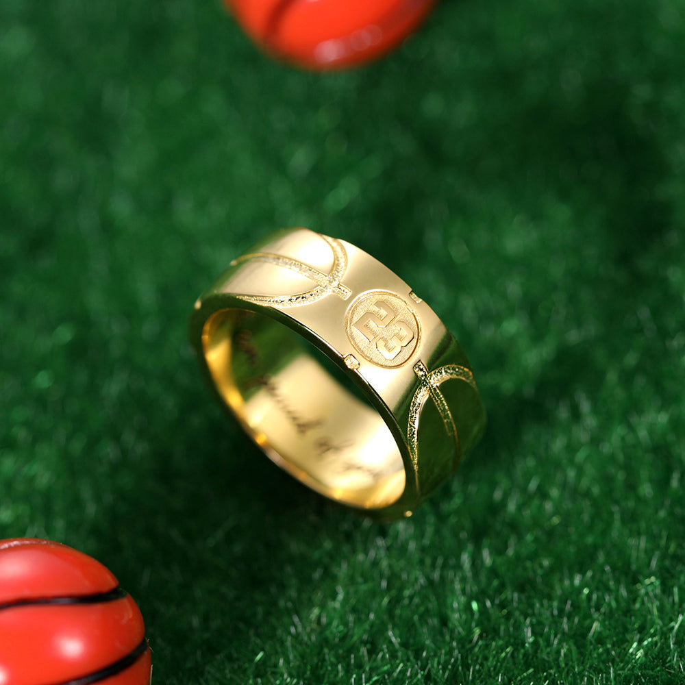 Custom Engraved Basketball Signet Ring in Silver