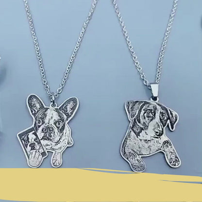 Custom Pet Portrait Engraved  Necklace