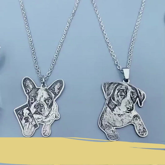Custom Pet Portrait Engraved  Necklace