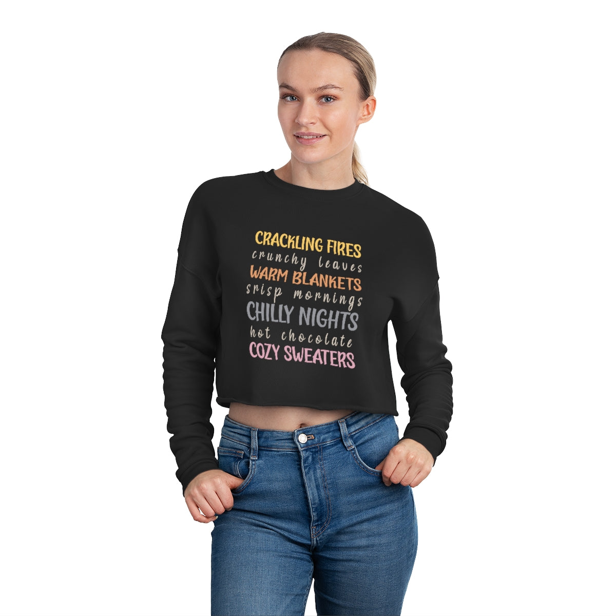 Cracking fires Chilly Night Design Women's Cropped Sweatshirt