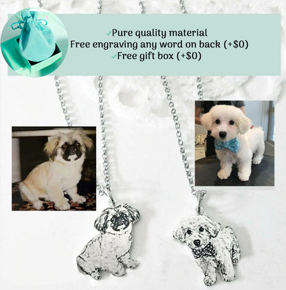 Custom Pet Portrait Engraved  Necklace