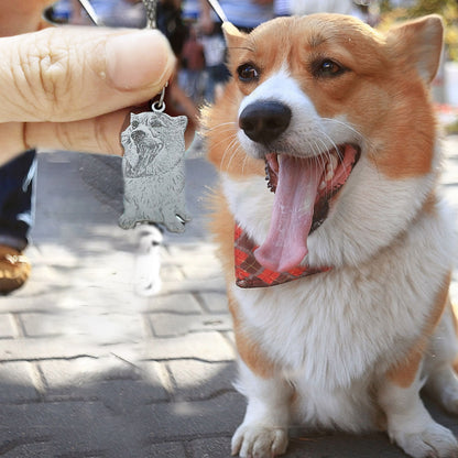 Custom Pet Portrait Engraved  Necklace