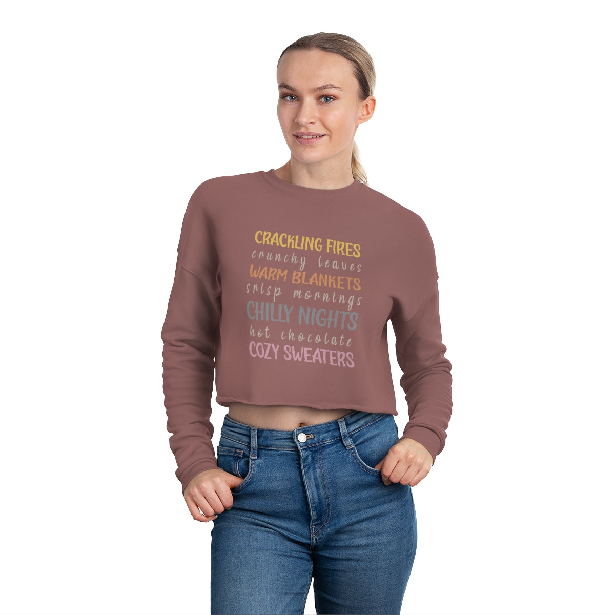 Cracking fires Chilly Night Design Women's Cropped Sweatshirt
