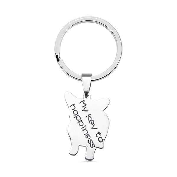 personalized  keychain with engraving text my key to happiness in the back
