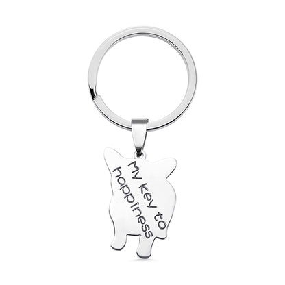 personalized  keychain with engraving text my key to happiness in the back
